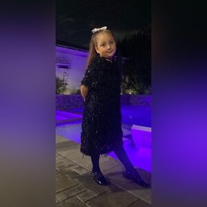 Zara Black Textured Kids Formal Dress